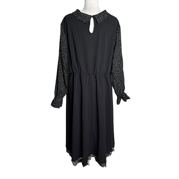 BloomChic Midi Dress Polka Dot Sleeves Size 22 24 Black Elastic Waist Pockets - Picture 5 of 7